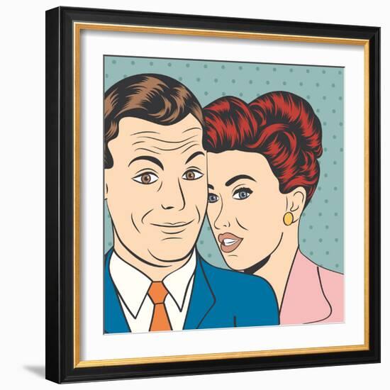 Man and Woman Love Couple in Pop Art Comic Style-Eva Andreea-Framed Art Print