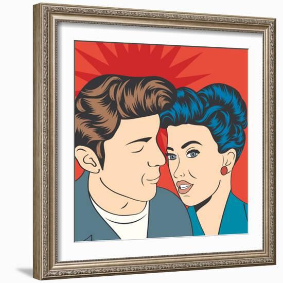 Man and Woman Love Couple in Pop Art Comic Style-Eva Andreea-Framed Art Print