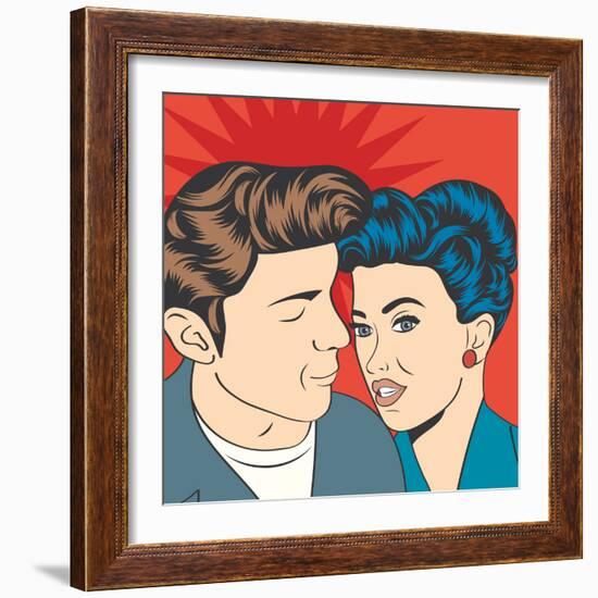 Man and Woman Love Couple in Pop Art Comic Style-Eva Andreea-Framed Art Print