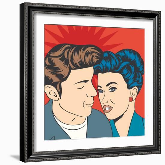 Man and Woman Love Couple in Pop Art Comic Style-Eva Andreea-Framed Art Print