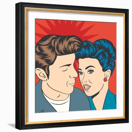 Man and Woman Love Couple in Pop Art Comic Style-Eva Andreea-Framed Art Print