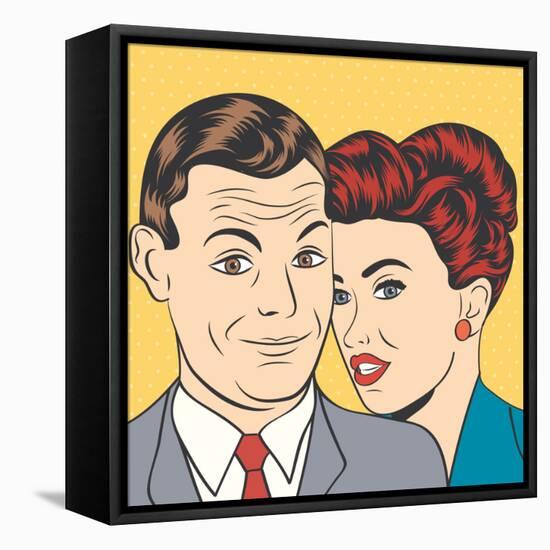 Man and Woman Love Couple in Pop Art Comic Style-Eva Andreea-Framed Stretched Canvas