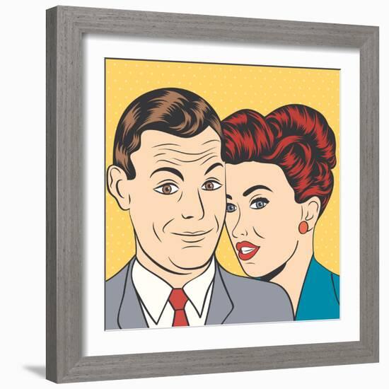 Man and Woman Love Couple in Pop Art Comic Style-Eva Andreea-Framed Art Print