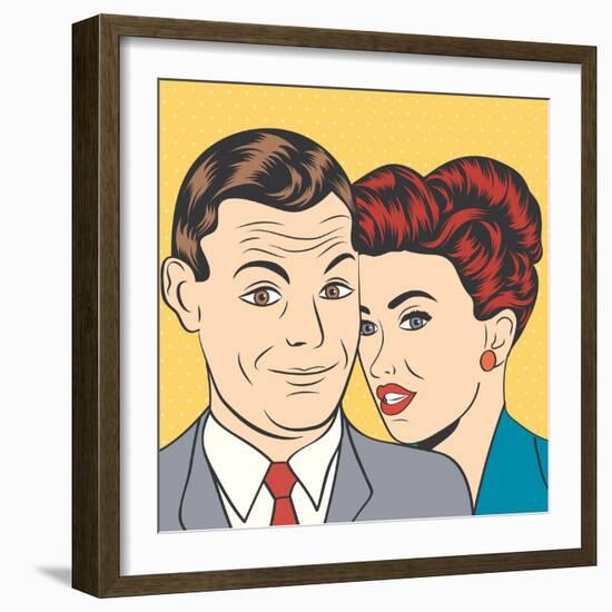 Man and Woman Love Couple in Pop Art Comic Style-Eva Andreea-Framed Art Print