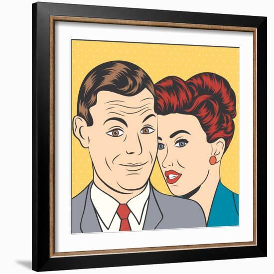 Man and Woman Love Couple in Pop Art Comic Style-Eva Andreea-Framed Art Print