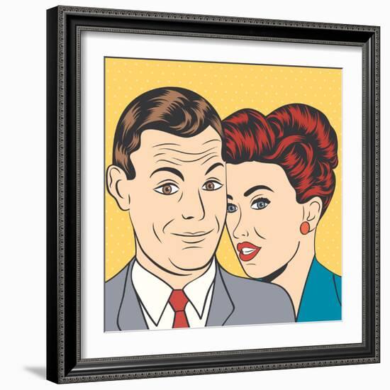 Man and Woman Love Couple in Pop Art Comic Style-Eva Andreea-Framed Art Print