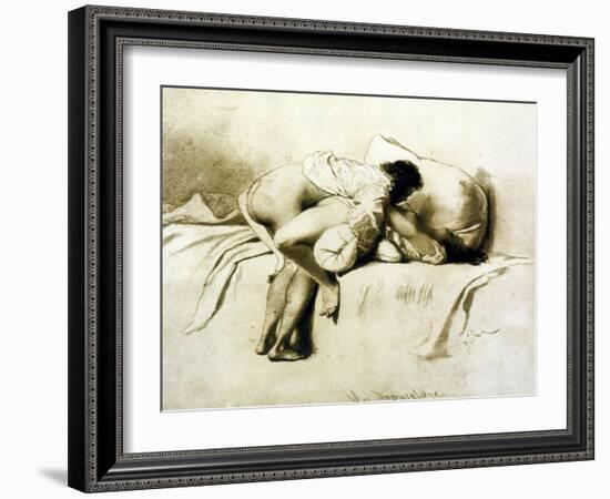 Man and Woman Making Love, Plate 2 of Liebe-Mihaly von Zichy-Framed Giclee Print