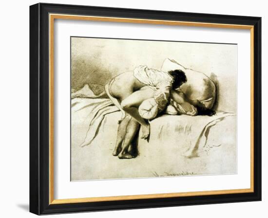 Man and Woman Making Love, Plate 2 of Liebe-Mihaly von Zichy-Framed Giclee Print