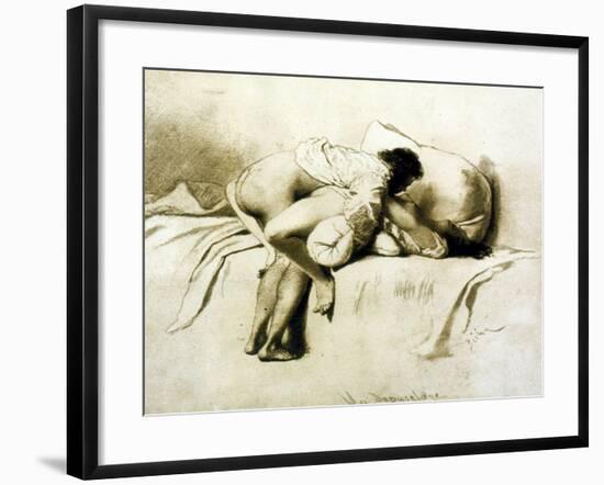 Man and Woman Making Love, Plate 2 of Liebe-Mihaly von Zichy-Framed Giclee Print