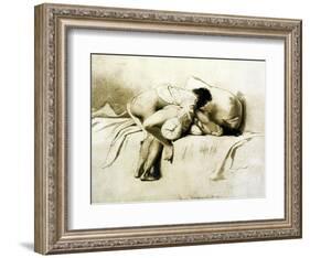 Man and Woman Making Love, Plate 2 of Liebe-Mihaly von Zichy-Framed Giclee Print