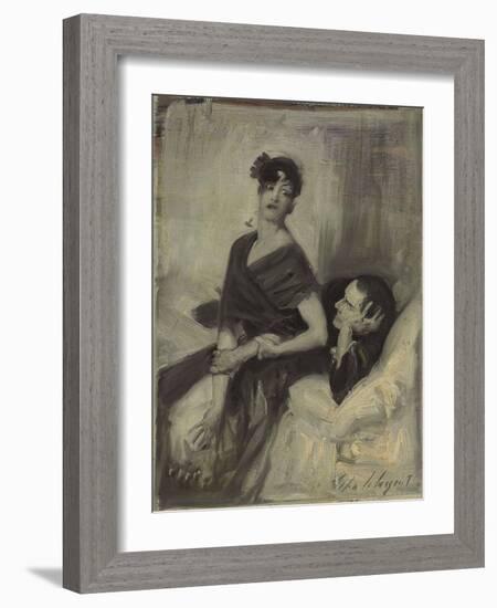 Man and Woman on a Bed, C.1880-1882 (Oil on Board)-John Singer Sargent-Framed Giclee Print