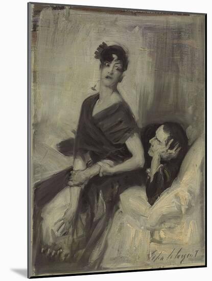 Man and Woman on a Bed, C.1880-1882 (Oil on Board)-John Singer Sargent-Mounted Giclee Print