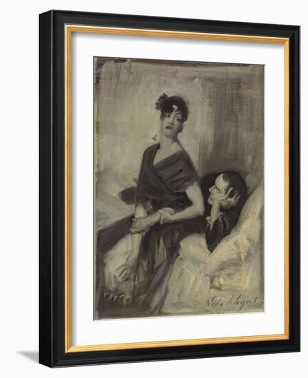 Man and Woman on a Bed, C.1880-1882 (Oil on Board)-John Singer Sargent-Framed Giclee Print