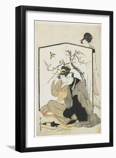 Man and Woman Smoking, C. 1804-Kitagawa Utamaro-Framed Giclee Print