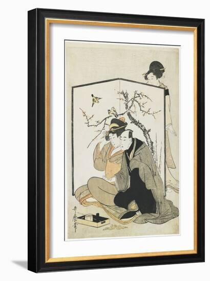 Man and Woman Smoking, C. 1804-Kitagawa Utamaro-Framed Giclee Print