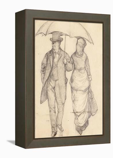 Man and Woman under an Umbrella (Study for Paris Street, Rainy Day), 1877-Gustave Caillebotte-Framed Premier Image Canvas