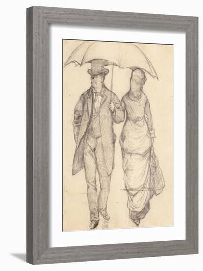 Man and Woman under an Umbrella (Study for Paris Street, Rainy Day), 1877-Gustave Caillebotte-Framed Giclee Print