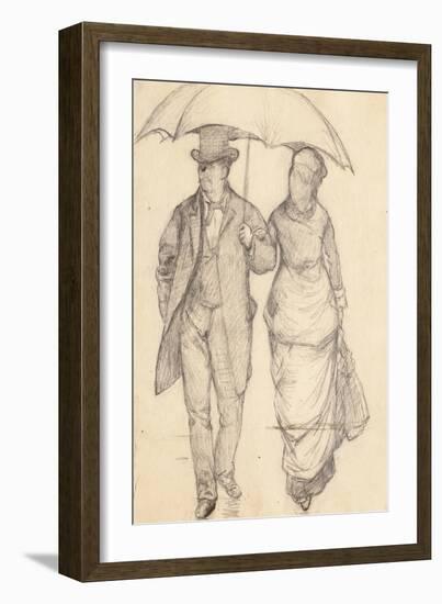 Man and Woman under an Umbrella (Study for Paris Street, Rainy Day), 1877-Gustave Caillebotte-Framed Giclee Print