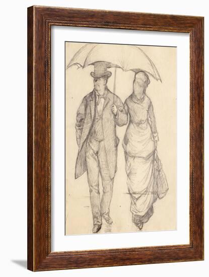 Man and Woman under an Umbrella (Study for Paris Street, Rainy Day), 1877-Gustave Caillebotte-Framed Giclee Print