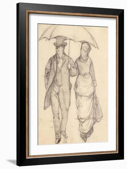 Man and Woman under an Umbrella (Study for Paris Street, Rainy Day), 1877-Gustave Caillebotte-Framed Giclee Print