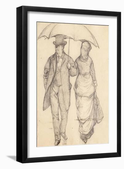 Man and Woman under an Umbrella (Study for Paris Street, Rainy Day), 1877-Gustave Caillebotte-Framed Giclee Print