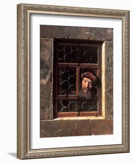 Man at a Window, 1653-Samuel van Hoogstraten-Framed Giclee Print