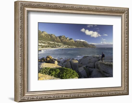 Man at Camps Bay, Cape Town, Western Cape, South Africa, Africa-Ian Trower-Framed Photographic Print