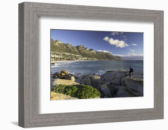 Man at Camps Bay, Cape Town, Western Cape, South Africa, Africa-Ian Trower-Framed Photographic Print