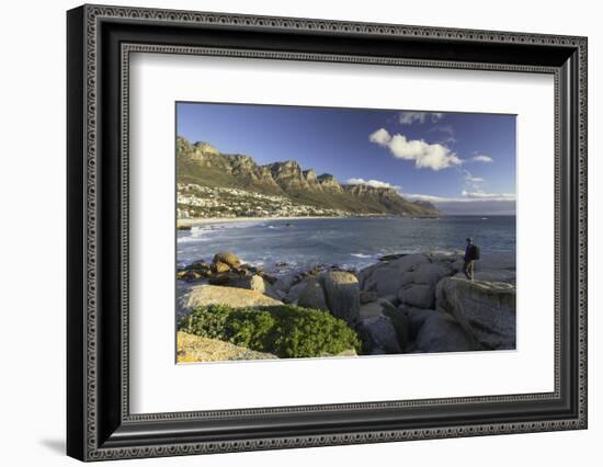 Man at Camps Bay, Cape Town, Western Cape, South Africa, Africa-Ian Trower-Framed Photographic Print