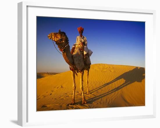 Man Atop Camel, Thar Desert, Rajasthan, India-Peter Adams-Framed Photographic Print