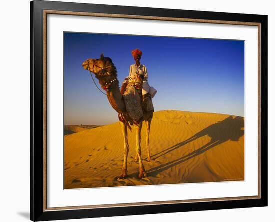 Man Atop Camel, Thar Desert, Rajasthan, India-Peter Adams-Framed Photographic Print