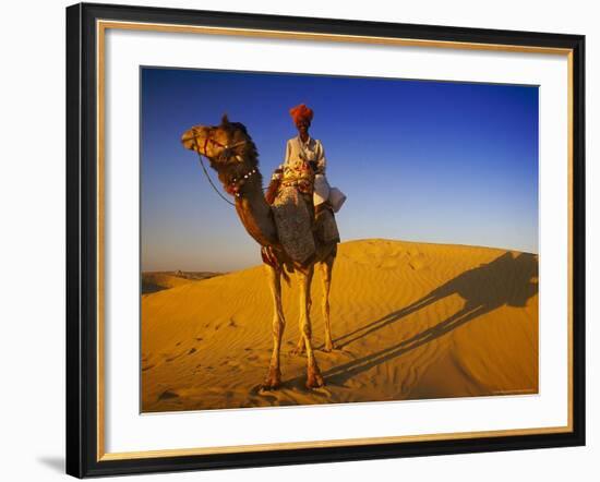 Man Atop Camel, Thar Desert, Rajasthan, India-Peter Adams-Framed Photographic Print