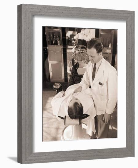 Man Being Shaved by Barber-Philip Gendreau-Framed Photographic Print