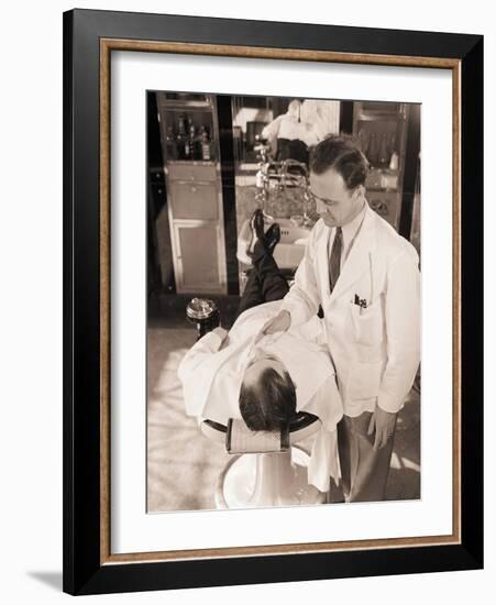 Man Being Shaved by Barber-Philip Gendreau-Framed Photographic Print