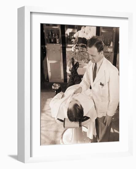Man Being Shaved by Barber-Philip Gendreau-Framed Photographic Print