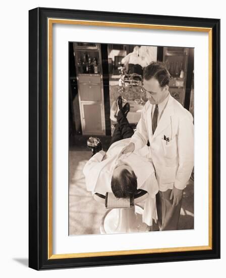 Man Being Shaved by Barber-Philip Gendreau-Framed Photographic Print