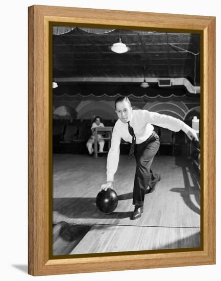 Man Bowling in Tie and Slacks-Philip Gendreau-Framed Premier Image Canvas