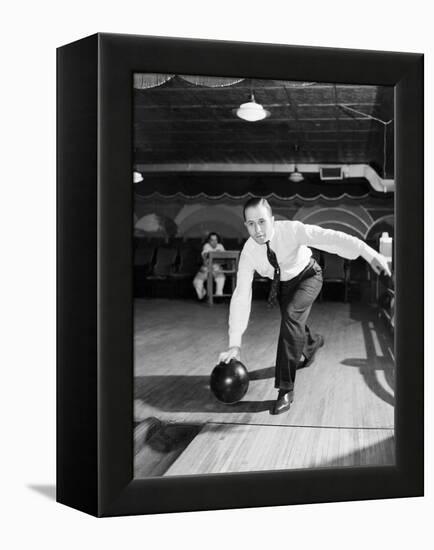 Man Bowling in Tie and Slacks-Philip Gendreau-Framed Premier Image Canvas