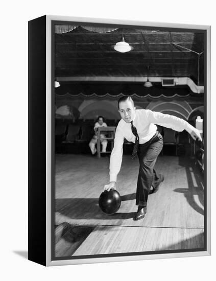 Man Bowling in Tie and Slacks-Philip Gendreau-Framed Premier Image Canvas