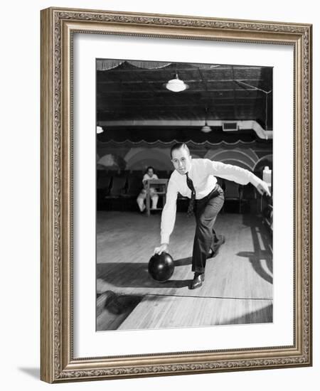 Man Bowling in Tie and Slacks-Philip Gendreau-Framed Photographic Print
