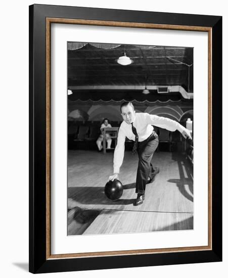 Man Bowling in Tie and Slacks-Philip Gendreau-Framed Photographic Print