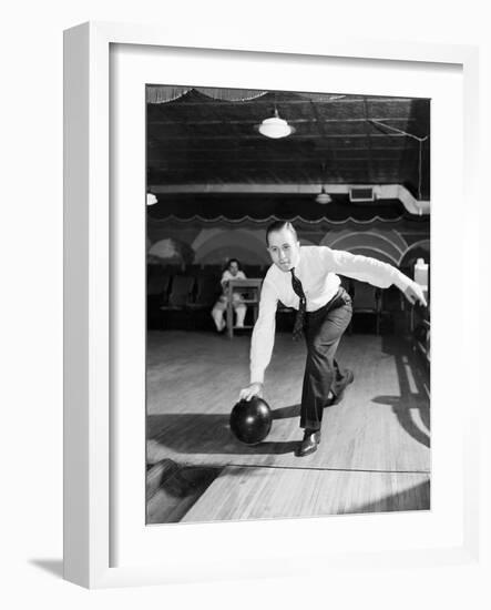 Man Bowling in Tie and Slacks-Philip Gendreau-Framed Photographic Print