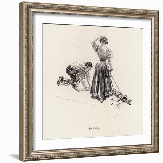 Man Caddying for a Woman on the Golf Course (Litho)-Harrison Fisher-Framed Giclee Print