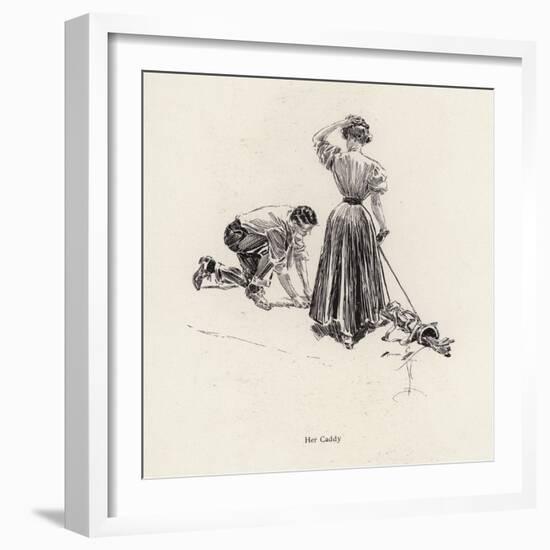 Man Caddying for a Woman on the Golf Course (Litho)-Harrison Fisher-Framed Giclee Print