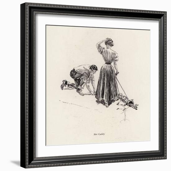 Man Caddying for a Woman on the Golf Course (Litho)-Harrison Fisher-Framed Giclee Print