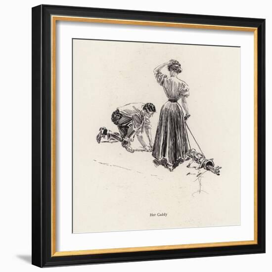 Man Caddying for a Woman on the Golf Course (Litho)-Harrison Fisher-Framed Giclee Print
