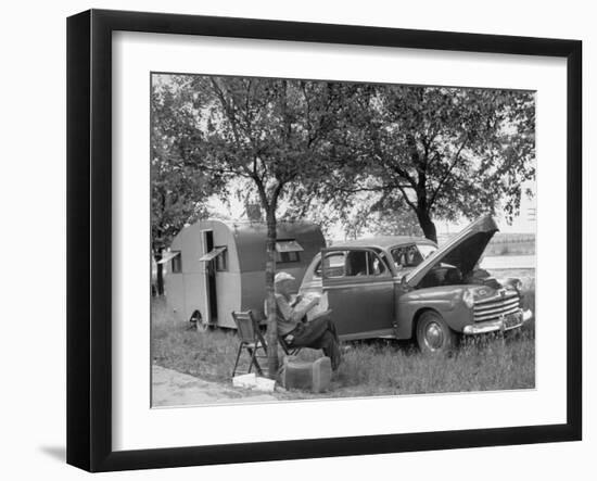 Man Camping Alongside Highway 30-Allan Grant-Framed Photographic Print