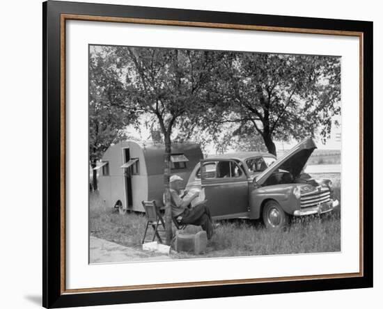 Man Camping Alongside Highway 30-Allan Grant-Framed Photographic Print