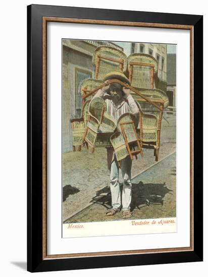 Man Carrying Chairs, Mexico-null-Framed Art Print