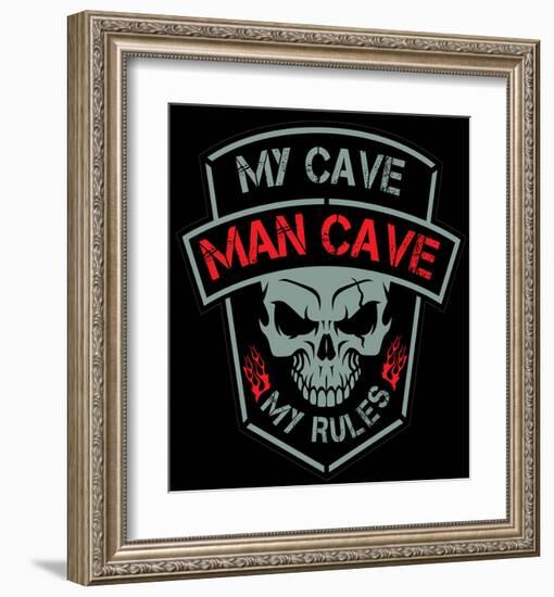 Man Cave-Biker Patch-SM Design-Framed Art Print